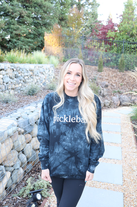 pickleball black tie dye  // long sleeve sweatshirt