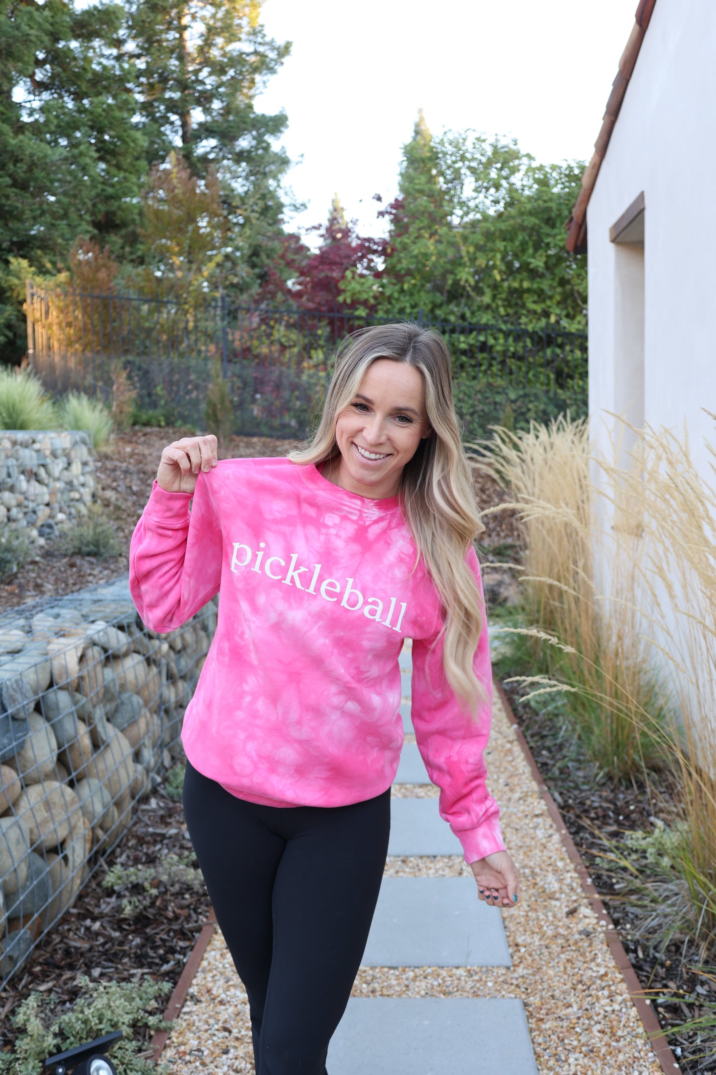 Pickleball Pink tie dye  // long sleeve sweatshirt