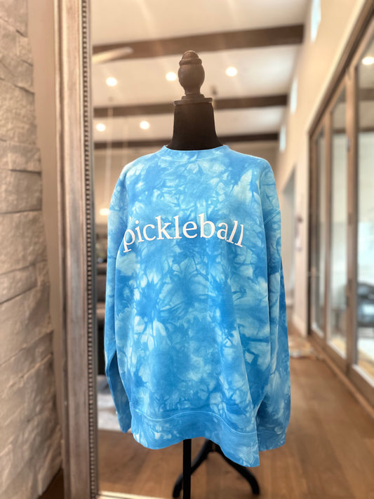 Pickleball Turquoise tie dye  // long sleeve sweatshirt